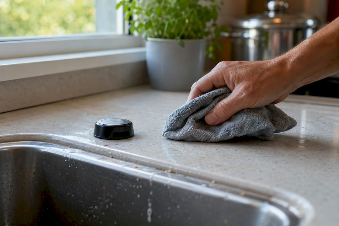 Cleaning near ant bait without disturbing bait
