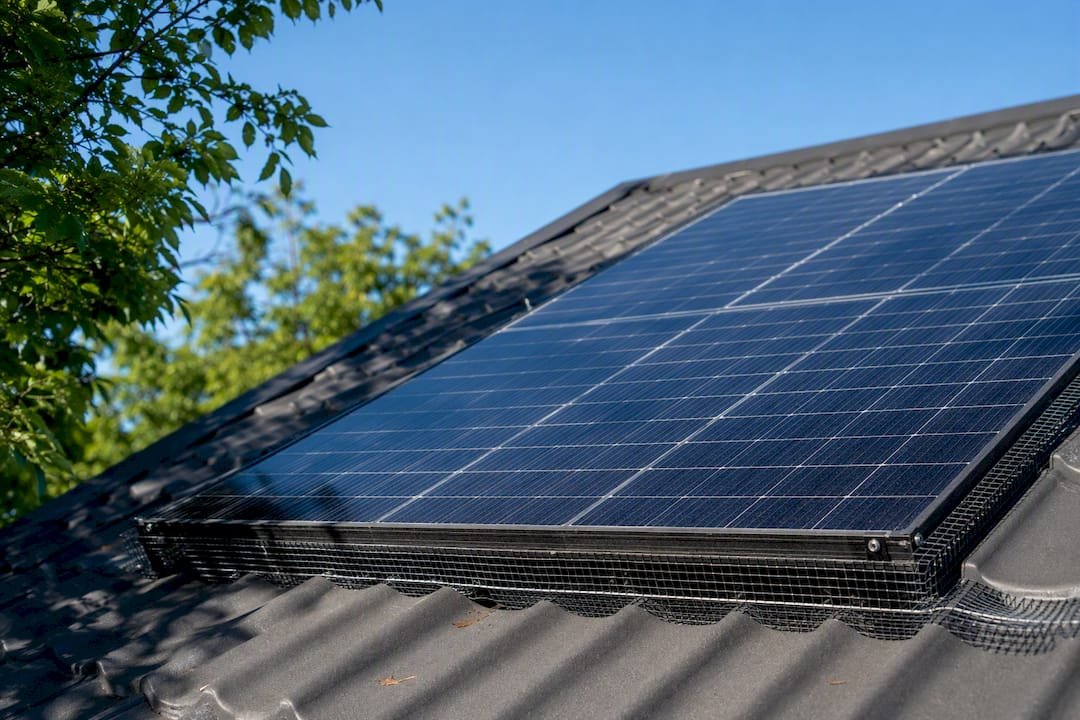 Fitted bird proof mesh around solar panels