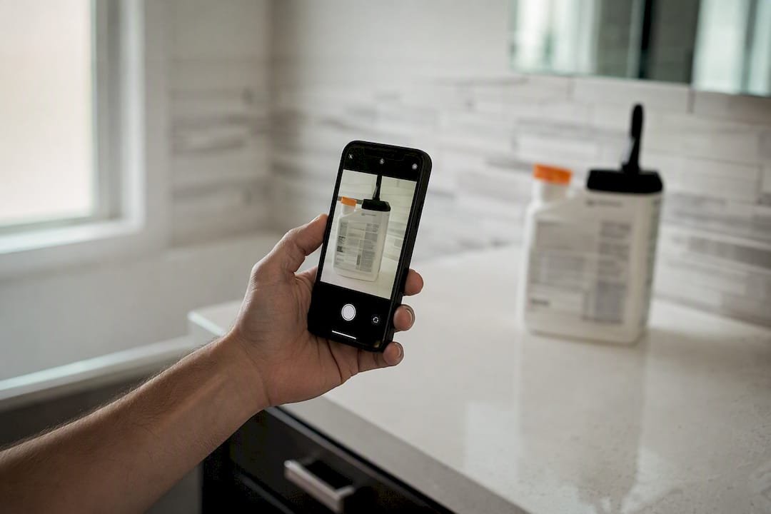 Taking smartphone photo of pest control label