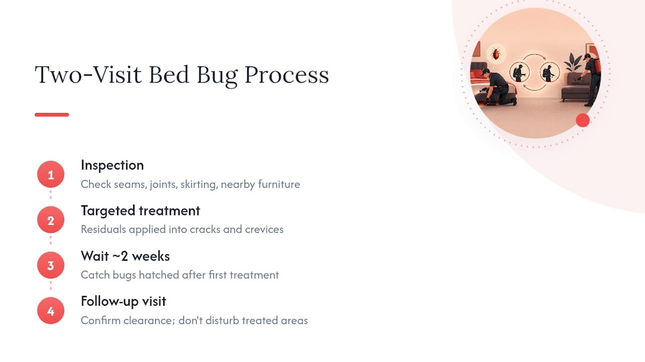 Bed bug inspection treatment follow-up process