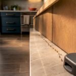 Ant trail leading toward kitchen bait station