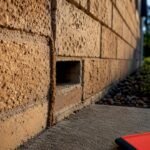 Termite mud tube beside brick weep hole