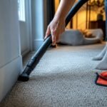 Vacuum cleaning carpet near skirting boards