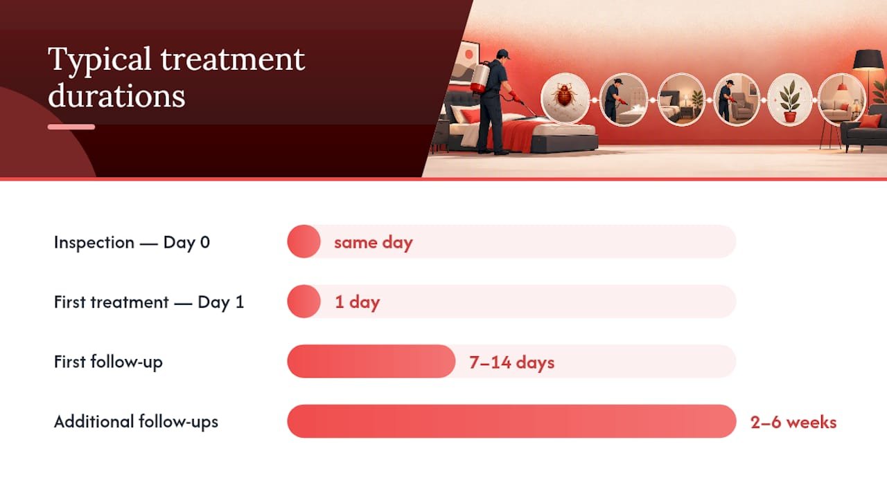 Bed Bug Treatment Timeline: What a Standard Program Looks Like Week by Week — overview diagram