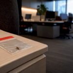 Sealed bed bug specimen bag in office