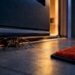 Spider approaching gap beneath Australian home door