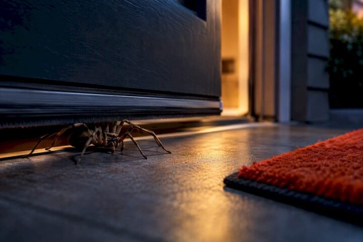 Spider approaching gap beneath Australian home door