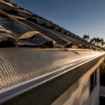 Metal micro-mesh gutter guard on roof edge