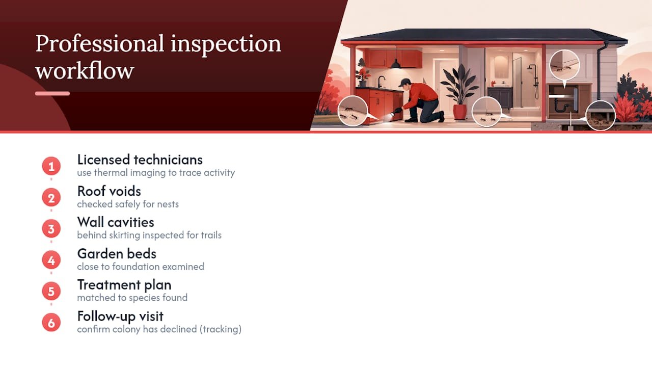 Professional ant inspection and follow-up workflow