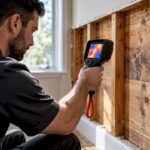 Thermal camera scanning timber wall