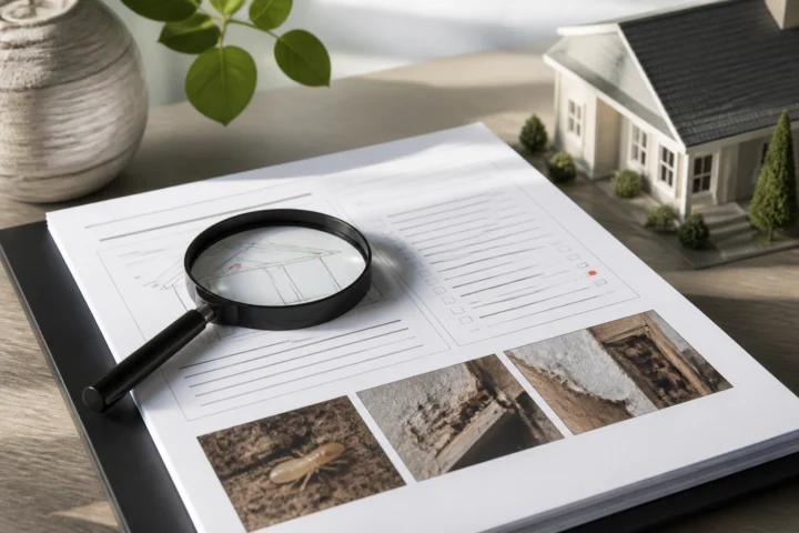 Professional header image for educational tutorial: How to Read a Termite Inspection Report: A Canberra Homeo...