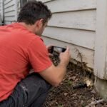 Homeowner photographing suspected termite activity