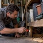 Homeowner checks a shed shelf for a redback
