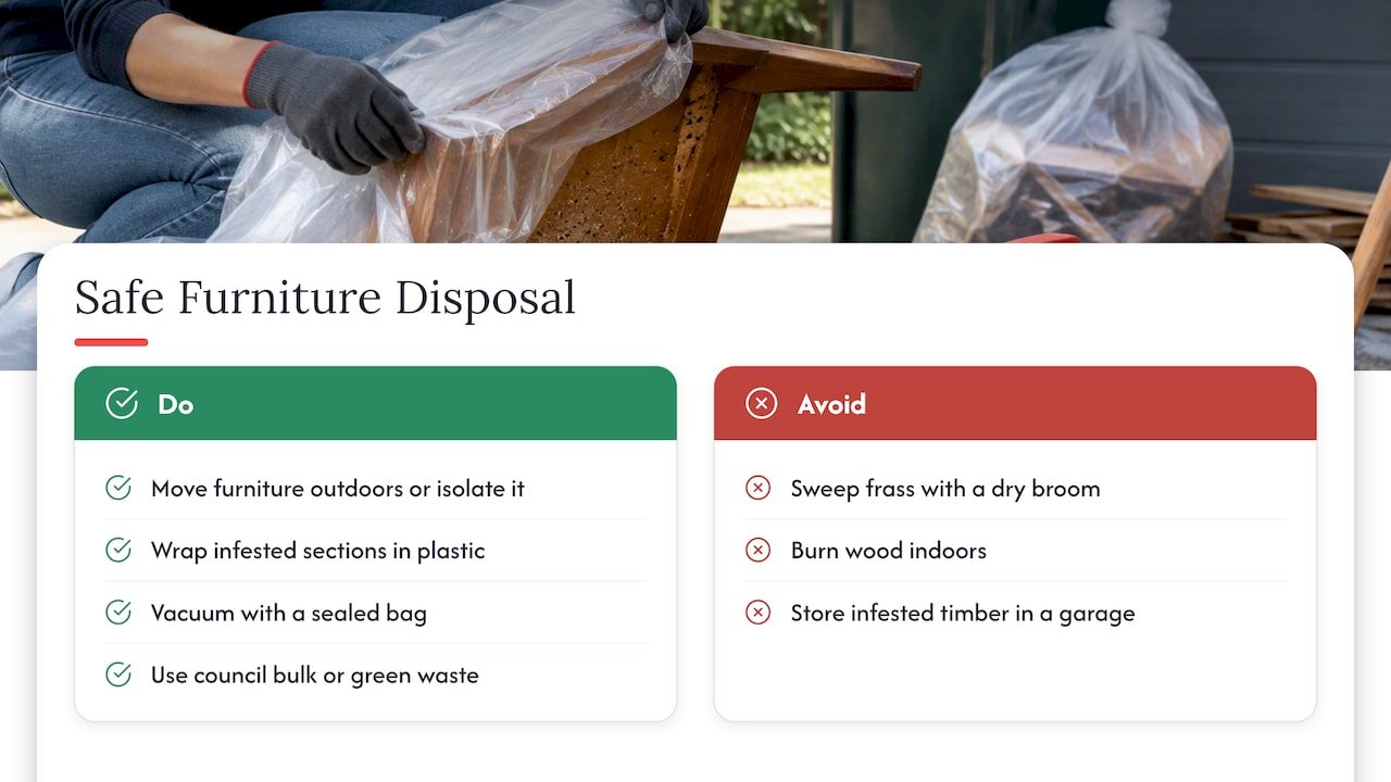 Safe handling and disposal of infested furniture — overview diagram