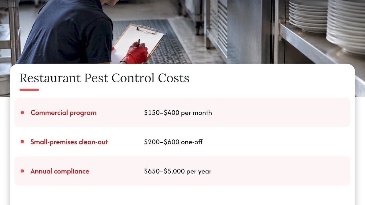 Restaurant pest control cost ranges by program