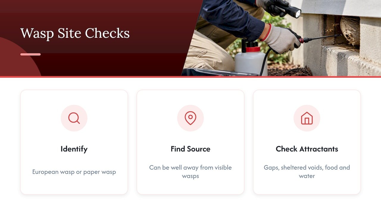 Three checks used to assess a wasp problem